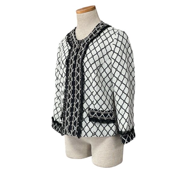 Alberto Makali Jacket NWT Knit Coat Beads Tulle Wool Black Gray Size Small S - Picture 3 of 16